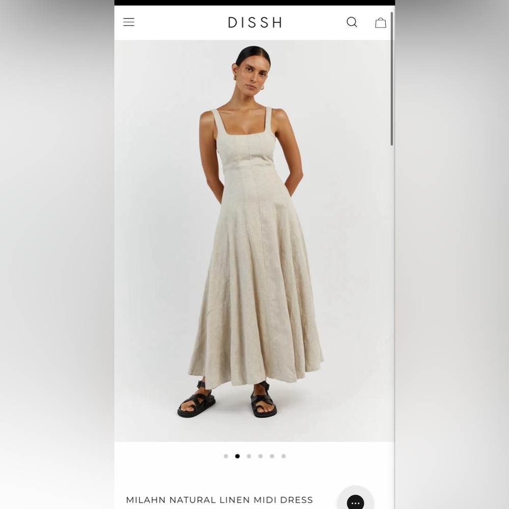 MILAHN NATURAL LINEN MIDI DRESS